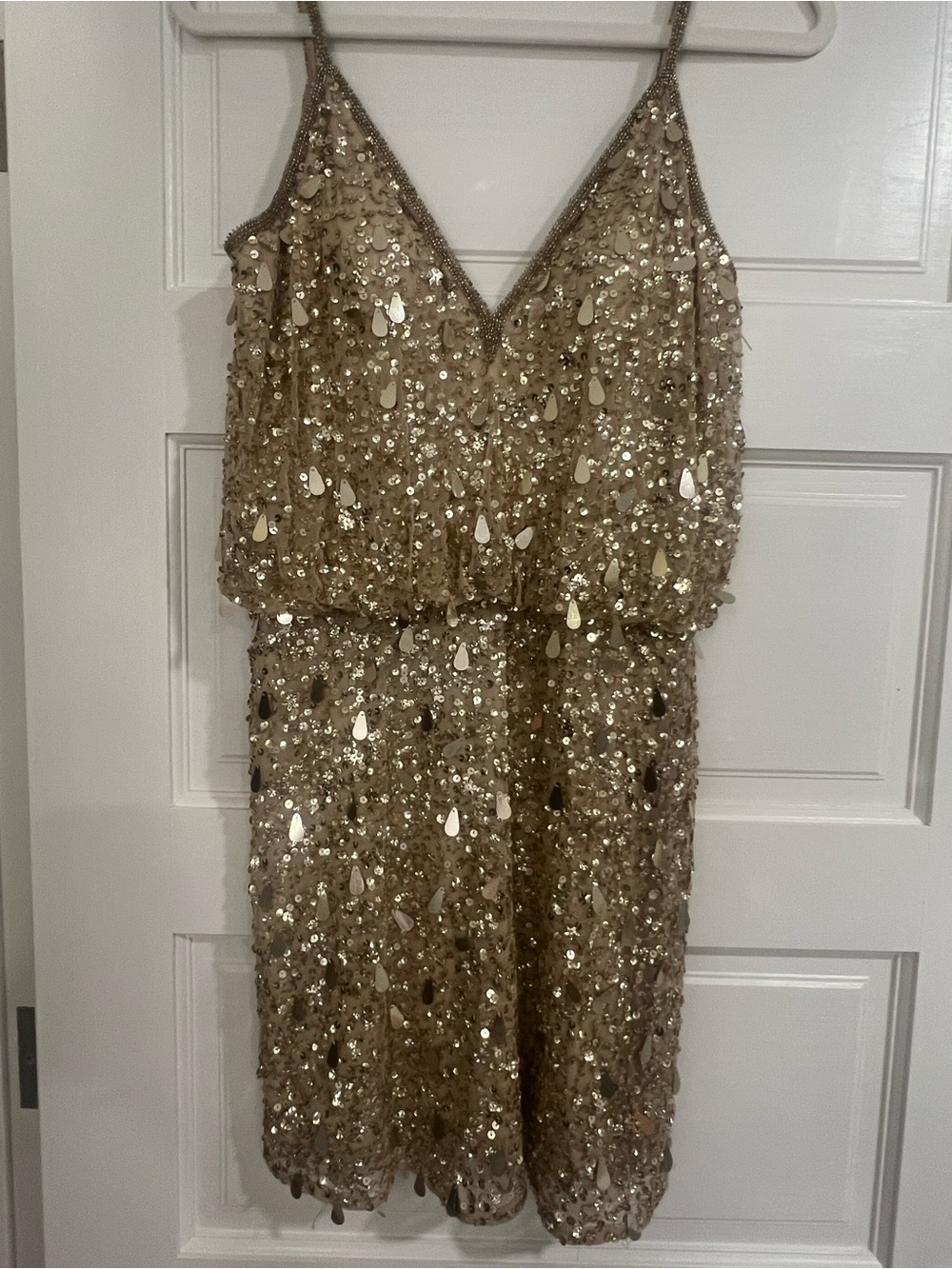 Sherri Hill Gold Beaded & Sequined (lined) Bodice Short Dress